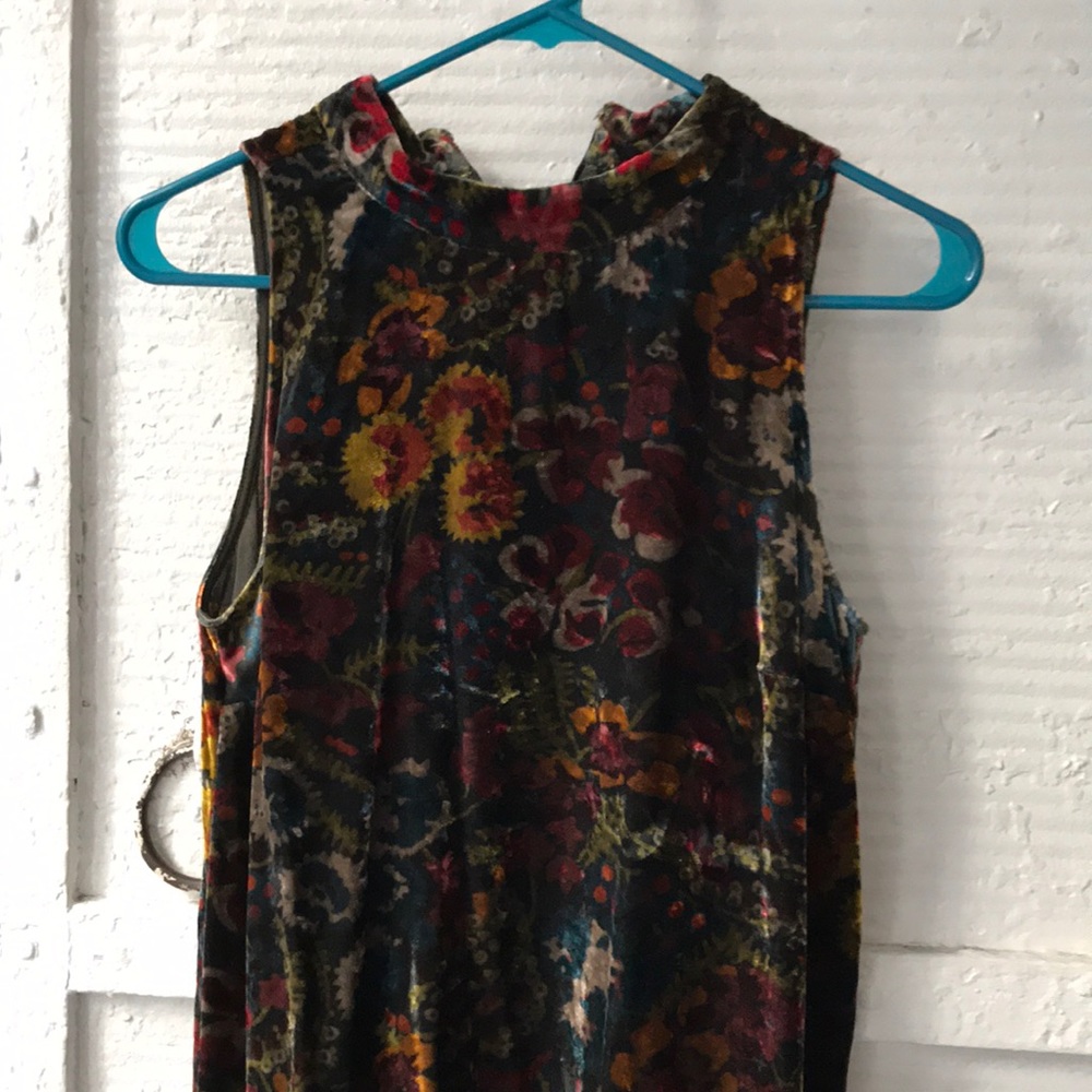 Crushed Velvet Floral Loft Dress Size XS